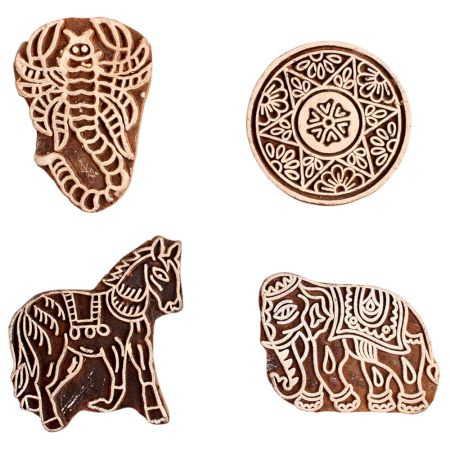 Set of 4 Piece New Mix Wooden Printing Block